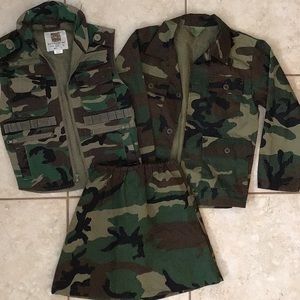 Child’s Camouflage vest, skirt and jacket